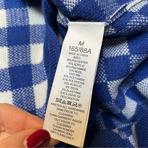 Kate Spade New York Blue Gingham Scalloped Trim Button Cardigan Size M - Picture 8 of 8